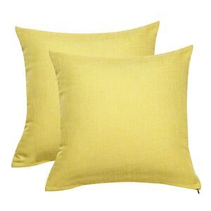 2pcs Linen Throw Pillow Covers Blank Cotton Square Cushion Cover Yellow
